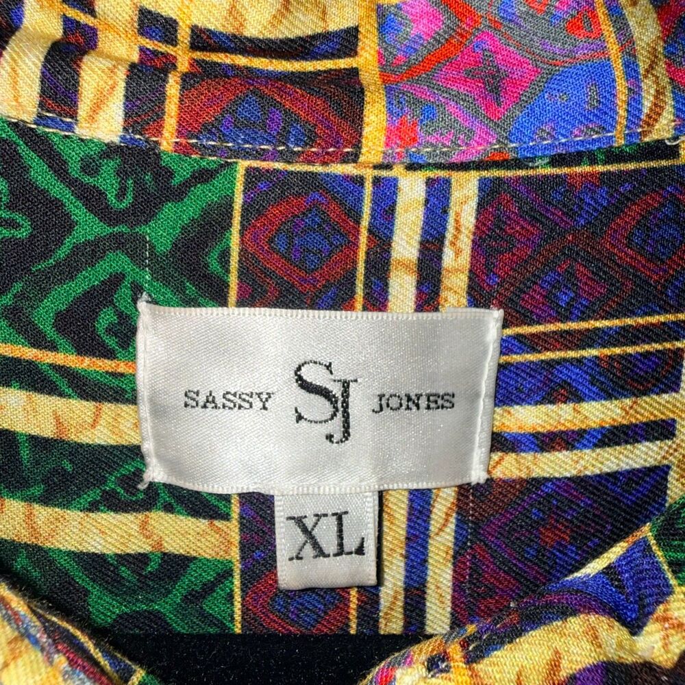 Sassy Jones Geo Print Colorful Maxi Shirt Dress - XL - Picture 7 of 10